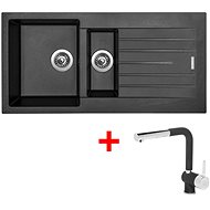 Sinks Perfecto 1000.1 Metalblack + Mix 3 P GR - Kitchen Sink and Tap Set