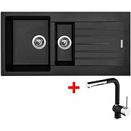 Sinks Perfecto 1000.1 Pureblack + Mix 3 P GR - Kitchen Sink and Tap Set