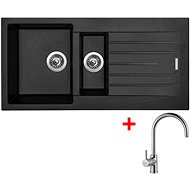 Sinks Perfecto 1000.1 Pureblack + Vitalia - Kitchen Sink and Tap Set
