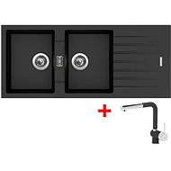 Sinks Perfecto 1160 Duo Metalblack + Mix 3 P GR - Kitchen Sink and Tap Set