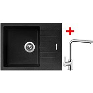 Sinks Perfecto 650 Granblack + Elka - Kitchen Sink and Tap Set