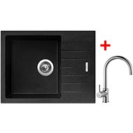 Sinks Perfecto 650 Granblack + Vitalia - Kitchen Sink and Tap Set