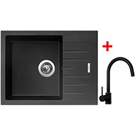 Sinks Perfecto 650 Pureblack + Vitalia, black, matt - Kitchen Sink and Tap Set