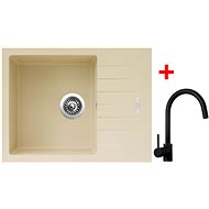 Sinks Perfecto 650 Sahara + Vitalia, black, matt - Kitchen Sink and Tap Set