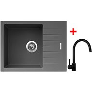 Sinks Perfecto 650 Titanium + Vitalia, black, matt - Kitchen Sink and Tap Set