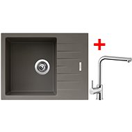 Sinks Perfecto 650 Truffle + Elka - Kitchen Sink and Tap Set