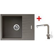 Sinks Perfecto 650 Truffle + Mix 3 P GR - Kitchen Sink and Tap Set