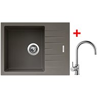 Sinks Perfecto 650 Truffle + Vitalia - Kitchen Sink and Tap Set