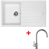 Sinks Perfecto 860 Milk + Vitalia - Kitchen Sink and Tap Set