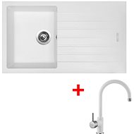 Sinks Perfecto 860 Milk + Vitalia GR - Kitchen Sink and Tap Set