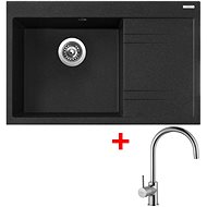 Sinks Rim 780 L Granblack + Vitalia - Kitchen Sink and Tap Set