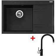Sinks Rim 780 L Granblack + Vitalia GR - Kitchen Sink and Tap Set
