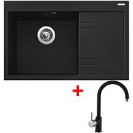 Sinks Rim 780 L Metalblack + Vitalia GR - Kitchen Sink and Tap Set