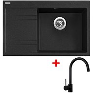 Sinks Rim 780 P Granblack + Vitalia, black, matt - Kitchen Sink and Tap Set