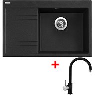 Sinks Rim 780 P Granblack + Vitalia GR - Kitchen Sink and Tap Set