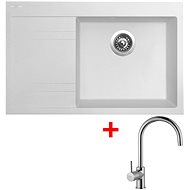 Sinks Rim 780 P Milk + Vitalia - Kitchen Sink and Tap Set