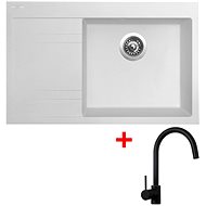 Sinks Rim 780 P Milk + Vitalia, black, matt - Kitchen Sink and Tap Set