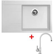 Sinks Rim 780 P Milk + Vitalia GR - Kitchen Sink and Tap Set