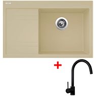 Sinks Rim 780 P Sahara + Vitalia, black, matt - Kitchen Sink and Tap Set