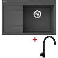 Sinks Rim 780 P Titanium + Vitalia, black, matt - Kitchen Sink and Tap Set