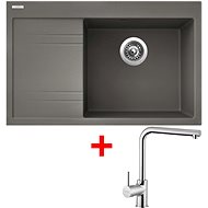 Sinks Rim 780 P Truffle + Elka - Kitchen Sink and Tap Set