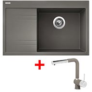 Sinks Rim 780 P Truffle + Mix 3 P GR - Kitchen Sink and Tap Set