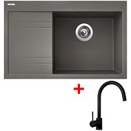 Sinks Rim 780 P Truffle + Vitalia, black, matt - Kitchen Sink and Tap Set