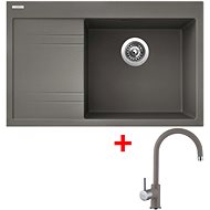Sinks Rim 780 P Truffle + Vitalia GR - Kitchen Sink and Tap Set