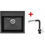 Sinks Solo 560 Granblack + Mix 3 P GR - Kitchen Sink and Tap Set