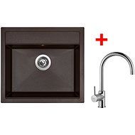 Sinks Solo 560 Marone + Vitalia - Kitchen Sink and Tap Set