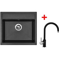 Sinks Solo 560 Metalblack + Vitalia GR - Kitchen Sink and Tap Set