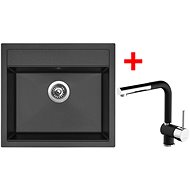 Sinks Solo 560 Pureblack + Mix 3 P GR - Kitchen Sink and Tap Set