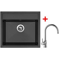 Sinks Solo 560 Pureblack + Vitalia - Kitchen Sink and Tap Set