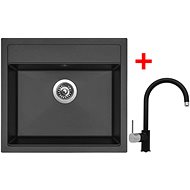Sinks Solo 560 Pureblack + Vitalia GR - Kitchen Sink and Tap Set