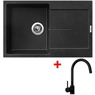 Sinks Ultima 790 Granblack + Vitalia, black, matt - Kitchen Sink and Tap Set