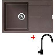 Sinks Ultima 790 Marone + Vitalia, black, matt - Kitchen Sink and Tap Set