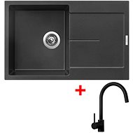 Sinks Ultima 790 Metalblack + Vitalia, black, matt - Kitchen Sink and Tap Set