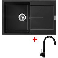 Sinks Ultima 790 Pureblack + Vitalia, black, matt - Kitchen Sink and Tap Set