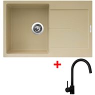 Sinks Ultima 790 Sahara + Vitalia, black, matt - Kitchen Sink and Tap Set