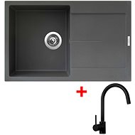 Sinks Ultima 790 Titanium + Vitalia, black, matt - Kitchen Sink and Tap Set