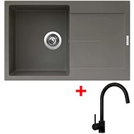 Sinks Ultima 790 Truffle + Vitalia, black, matt - Kitchen Sink and Tap Set