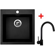 Sinks Viva 455 Granblack + Vitalia, black, matt - Kitchen Sink and Tap Set