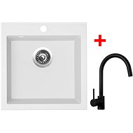 Sinks Viva 455 Milk + Vitalia, black, matt - Kitchen Sink and Tap Set