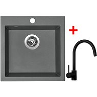 Sinks Viva 455 Titanium + Vitalia, black, matt - Kitchen Sink and Tap Set
