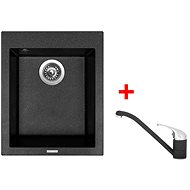 SINKS CUBE 410 Granblack + Capri 4 - 30 Granblack - Kitchen Sink and Tap Set