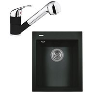 SINKS CUBE 410 Granblack + SINKS CAPRI 4 S - 74 Metalblack - Kitchen Sink and Tap Set