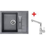 SINKS CRYSTAL 615 Titanium + MIX 350 P glossy - Kitchen Sink and Tap Set