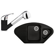 SINKS LOTUS 960.1 Granblack + Capri 4 S - 74 Metalblack - Kitchen Sink and Tap Set
