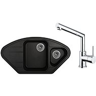 SINKS LOTUS 960.1 Granblack + MIX 350 P glossy - Kitchen Sink and Tap Set