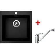 SINKS VIVA 455 Granblack + VENTO 4 glossy - Kitchen Sink and Tap Set